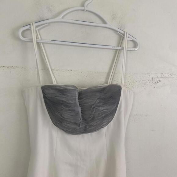 GAZZELLE CIAMPI white with grey mesh bustier vintage maxi formal dress - Picture 2 of 6